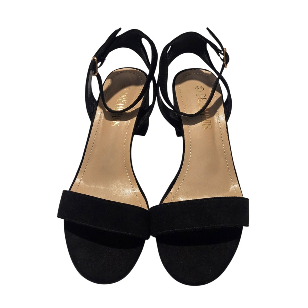 Dream Pairs Womens Black Faux Suede Block Heel Ankle Strap Heels Size 8.5